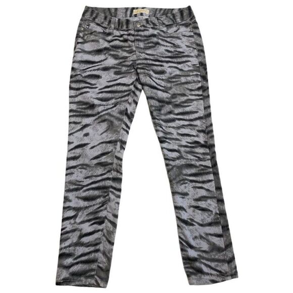 Michael Kors Gray‎ Black Tiger Animal Print  Pants size 8P 8 Petite - Picture 2 of 8